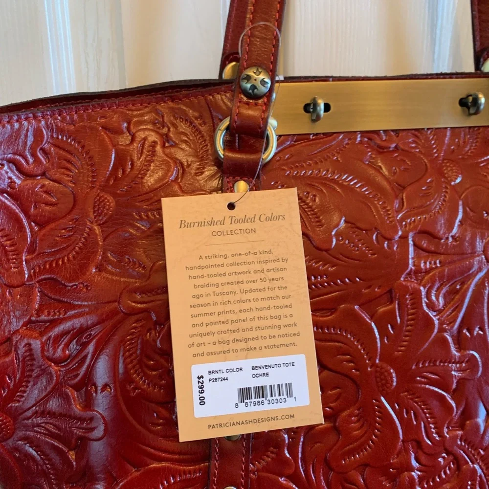 NWT REG. $249
PATRICIA NASH BENVENUTO XL TOTE
COLOR OCHRE
(EARTHY RED) - Picture 9 of 9